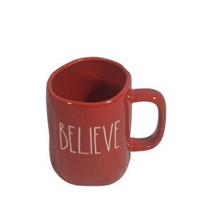 Rae Dunn BELIEVE Red Ceramic Mug Farmhouse Chic